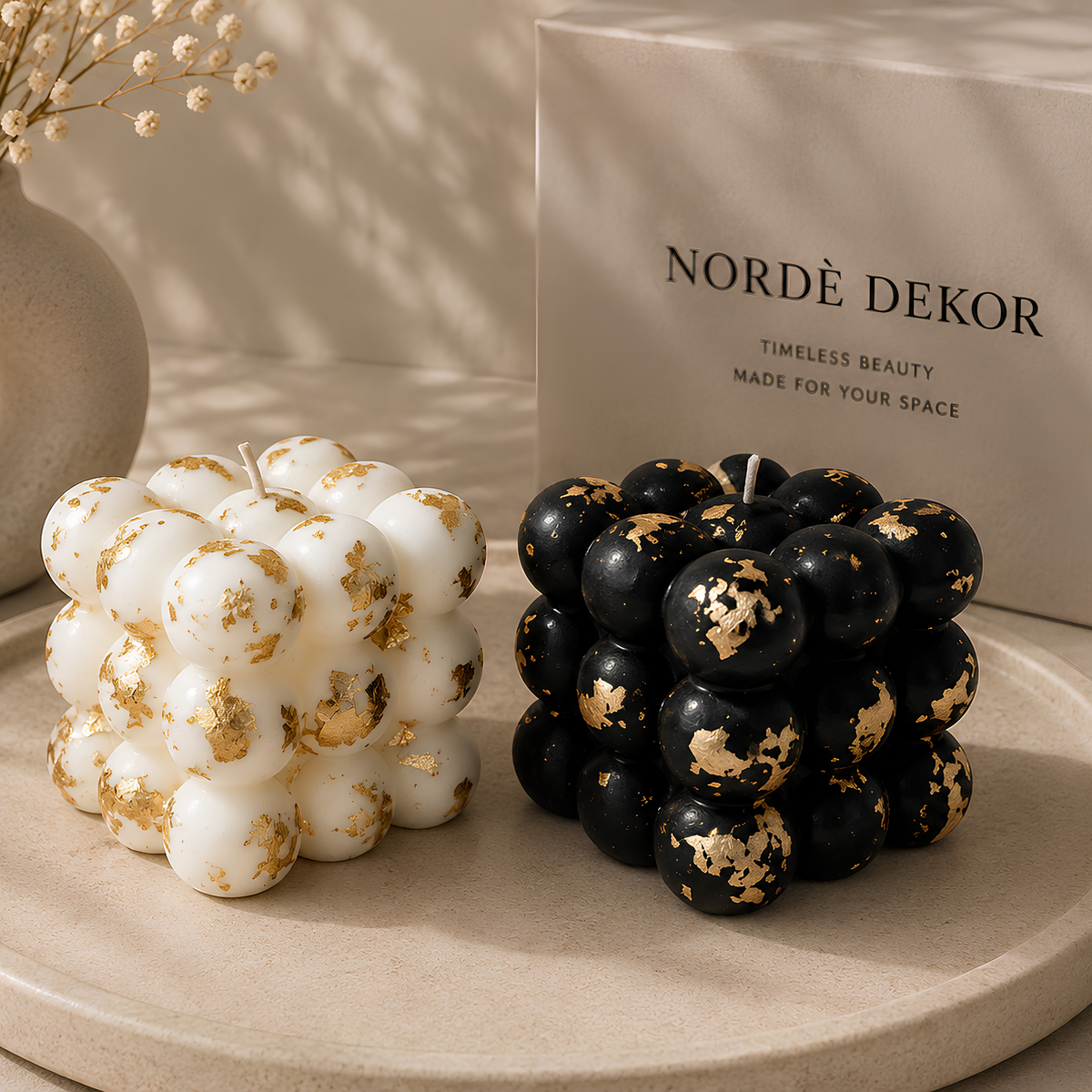 Nordè Black and White Bubble Cube Set (Gold Leaf Edition)