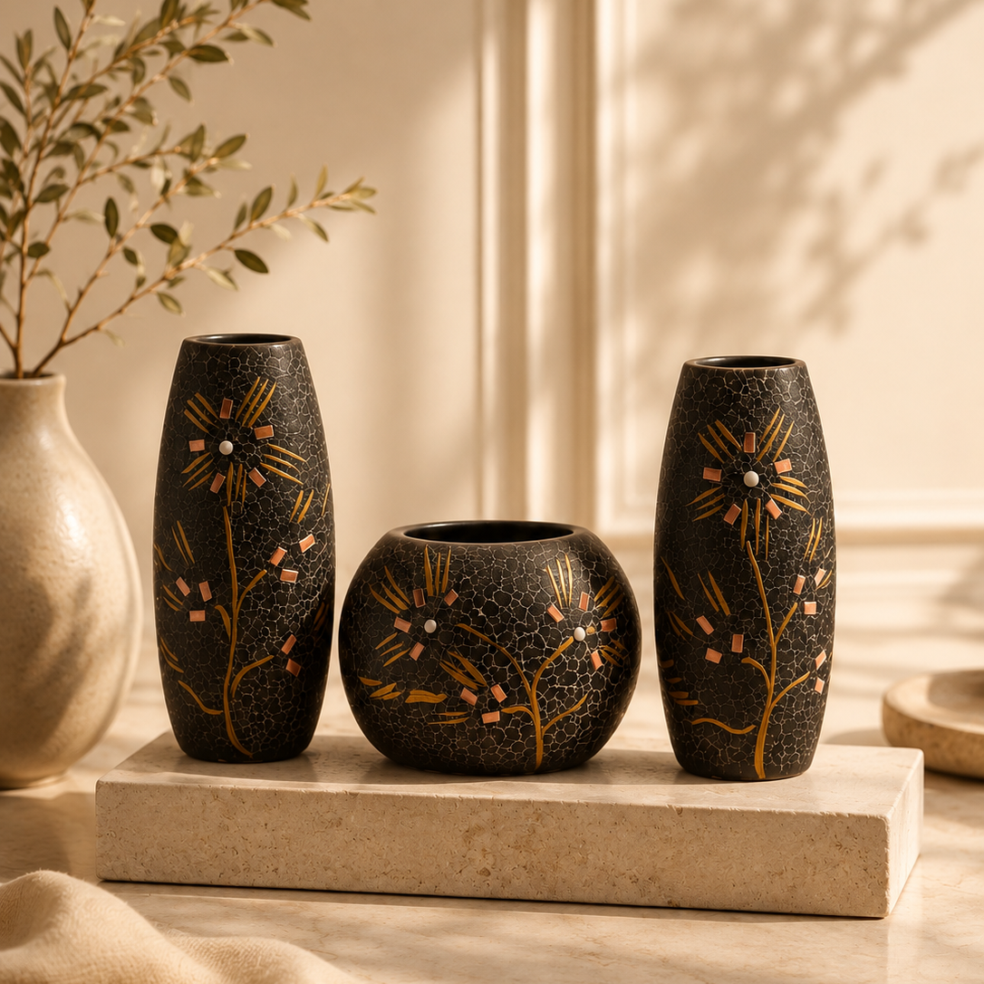 Noir Élan — Sculptural Vase Set