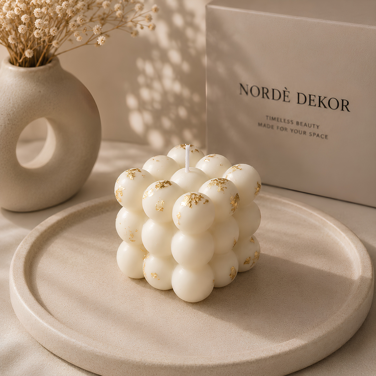 Norde Dekor Blush Gold Bubble Cube Candle