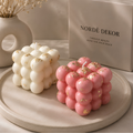 Norde Dekor Ivory Gold and Blush Gold Bubble Cube Candles
