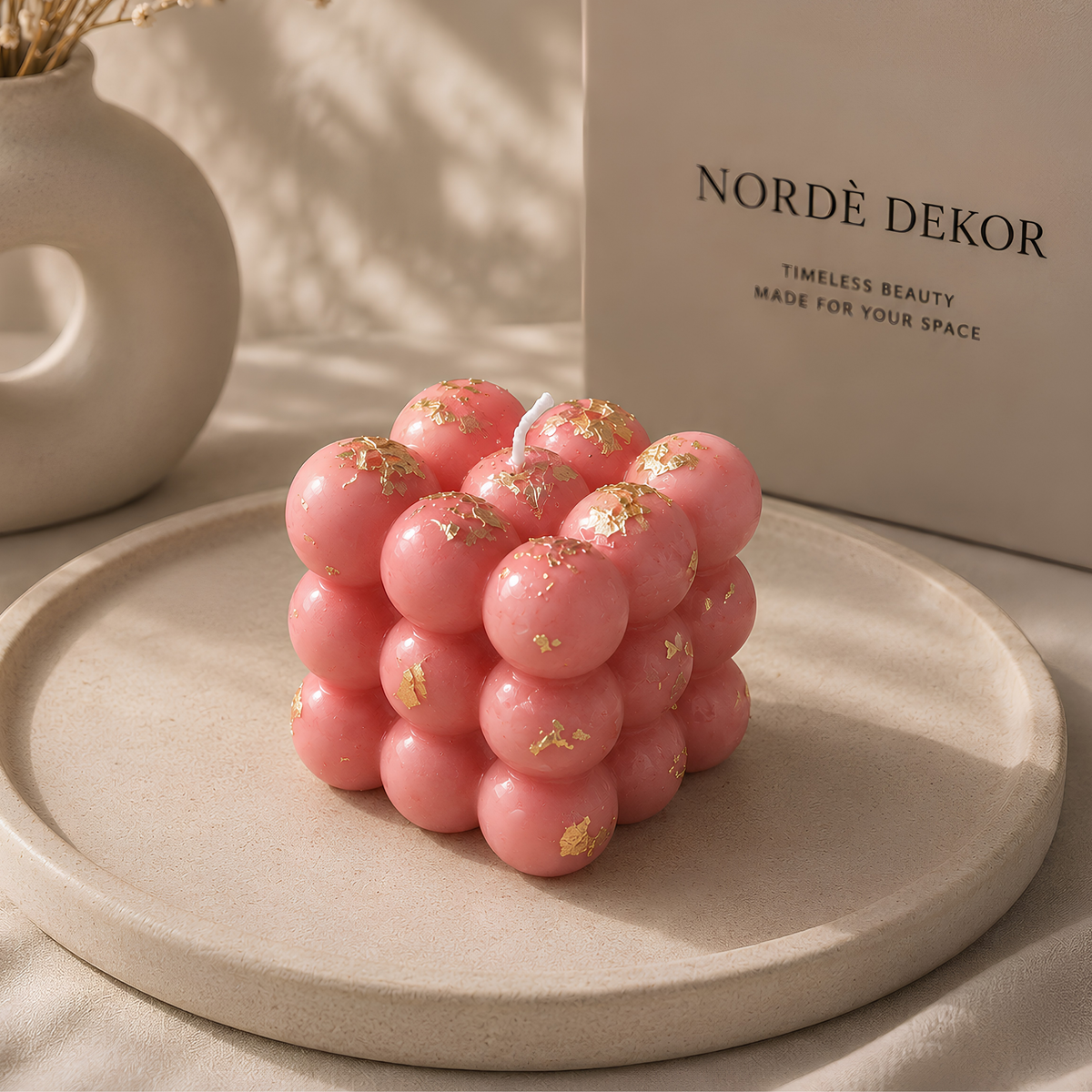 Norde Dekor Ivory Gold Bubble Cube Candle